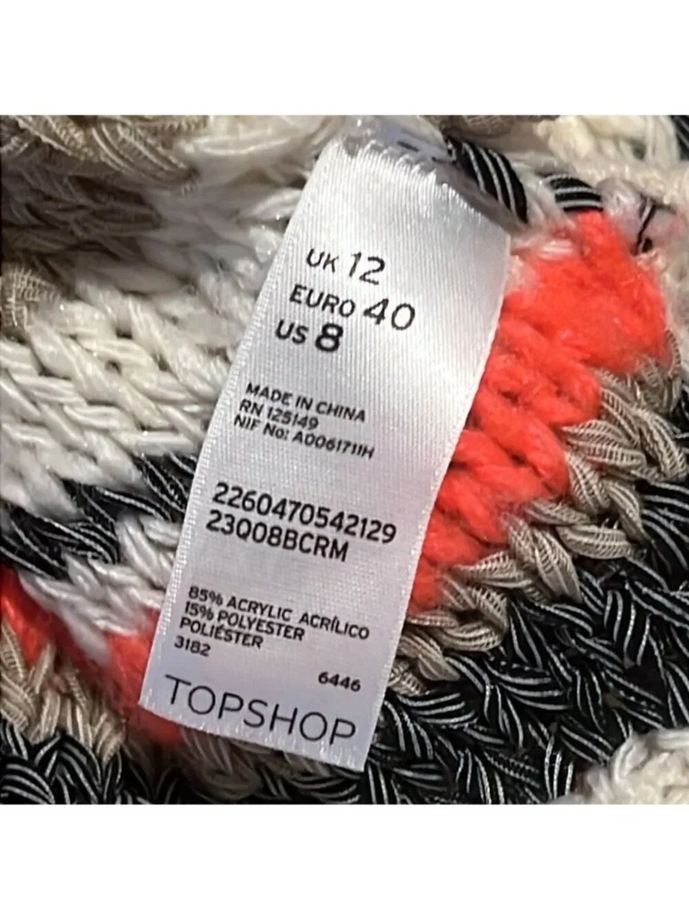 Topshop Tassel Stripe Open Front Chunky Cardigan Sweater Size 8